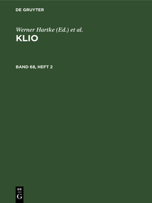 cover image of Klio. Band 68, Heft 2